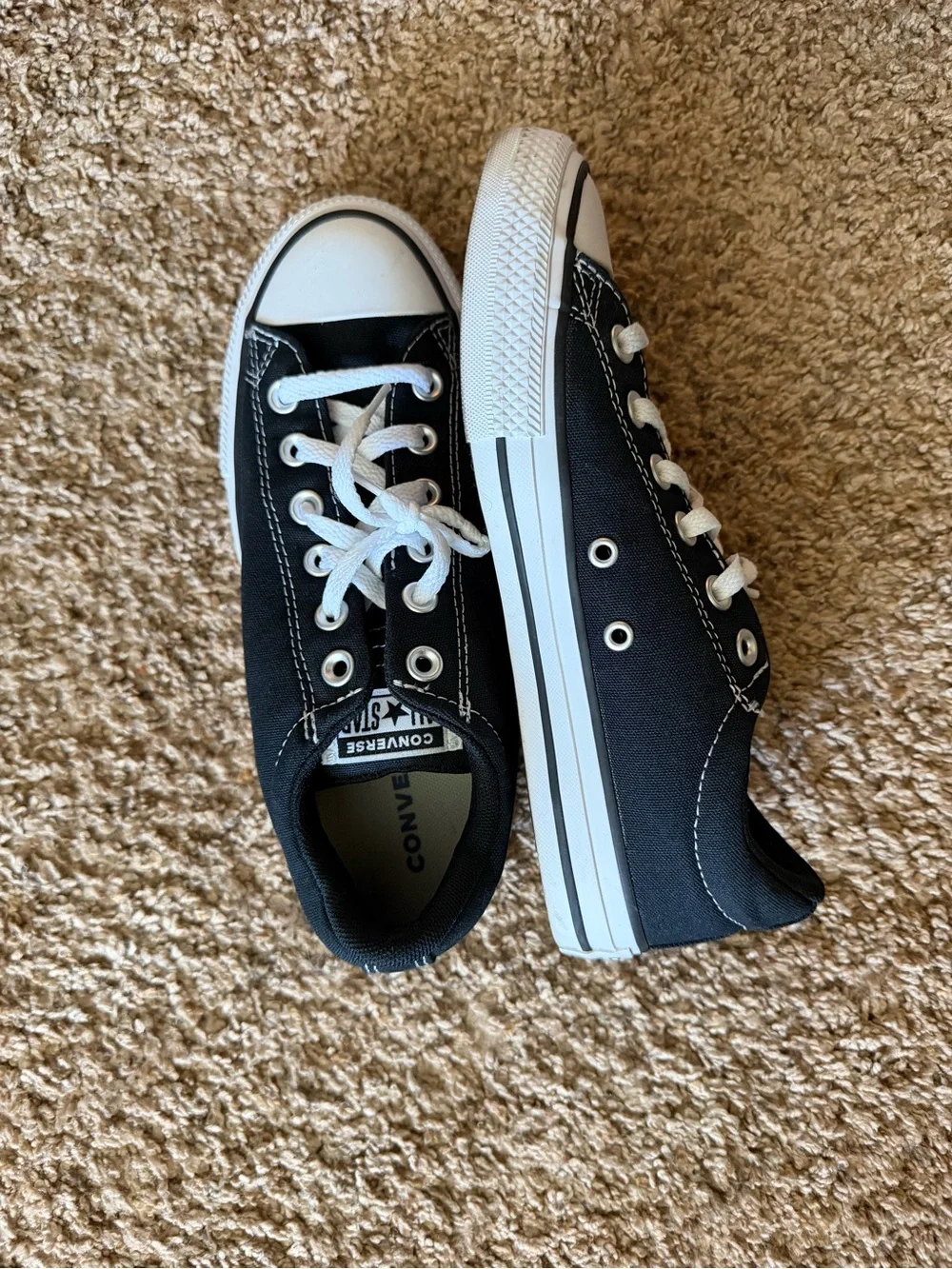 Converse Kids Black Low Top Sneakers with White Trim